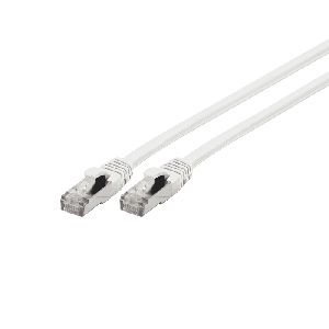 Exertis Connect 858498 Patchkabel Cat. 6A, S/FTP (PiMF), halogenfrei, mit Rastnasenschutz, weiß, 0,3 m