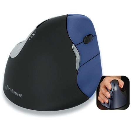 Evoluent VM4RW Evoluent VerticalMouse 4 Wireless, für Rechtshänder, USB, schwarz/Blau