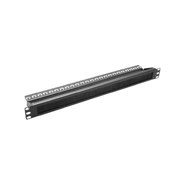 Dexlan 754451 Dexlan 19" Kabeldurchführungsplatte mit Bürstenkamm, 1HE, RAL 9005 schwarz