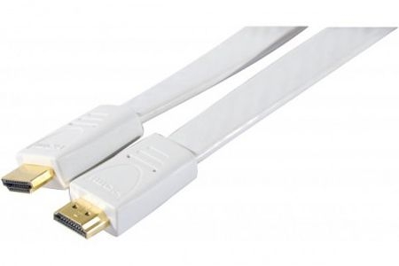 Exertis Connect 128312 HDMI High Speed Flachkabel, 4K, HDMI St. A/ HDMI St. A, weiß, 1,8 m