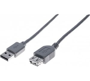 Exertis Connect 532413 USB 2.0 Verlängerungskabel, USB St. A/ USB Bu. A, grau, 1,8 m