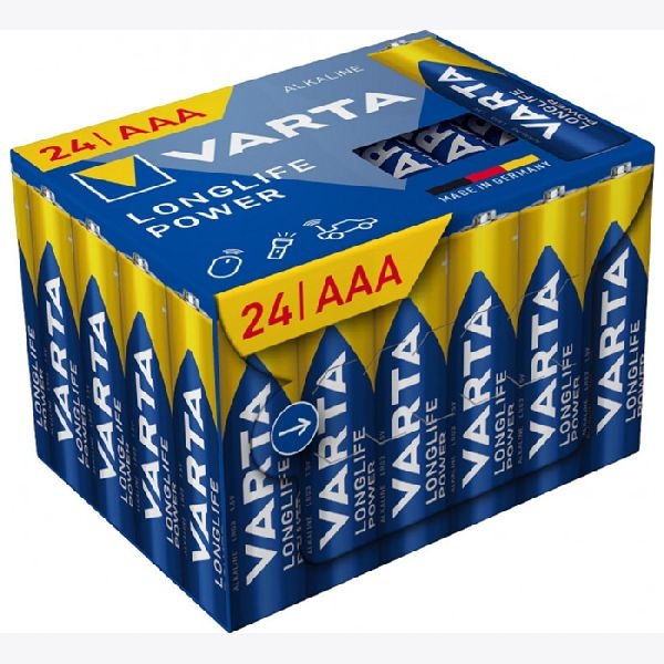 Varta 4903121134 VARTA Batterie Alkaline, Longlife Power, Micro, AAA, LR03, 1.5V, Retail Box (24-Pack)