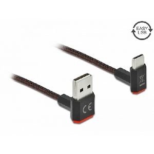 Delock 85276 DeLOCK USB 2.0 Kabel, USB St. C unten abgewinkelt / USB St. A unten abgewinkelt, umkehrbar, schwarz, 1,0 m