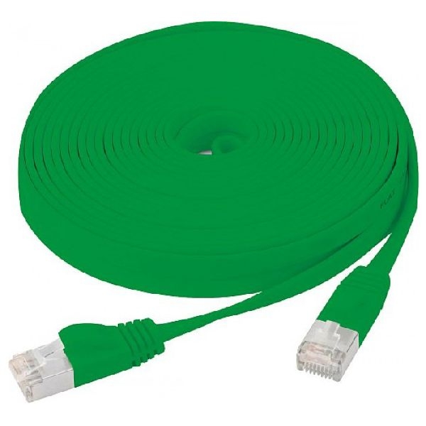 Exertis Connect 845186 Flachband Patchkabel Cat. 6, U/FTP, mit Rastnasenschutz, grün, 0,5 m