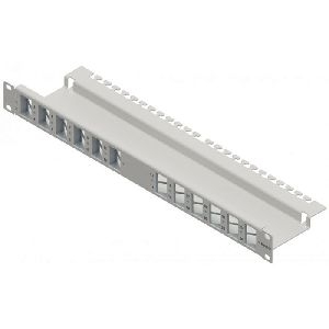 EasyLan CKVPL0W01E EasyLan Winkel-Modulträger für 24 Keystone-Anschlussbuchsen, 12x links, 12 rechts, 19 Zoll, 1 HE, lichtgrau RAL 7035