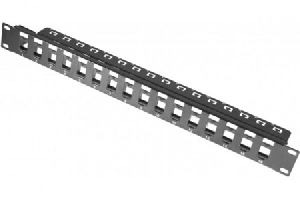 Dexlan 258151 Dexlan Modulträger für 16 Keystone-Anschlussbuchsen, 19 Zoll, 1 HE, schwarz RAL 9005