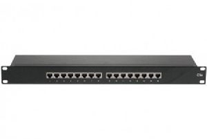 Tecline 257160 Patchfeld, Cat.5e, 16 Port, STP, 1 HE, 19 Zoll, schwarz