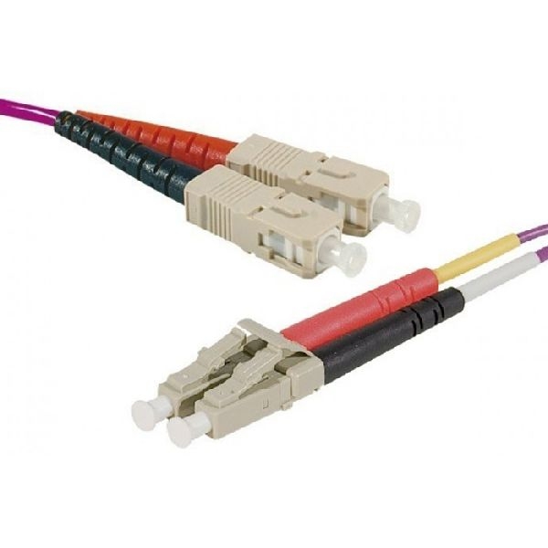 Exertis Connect 393235 LWL Patchkabel HD, 50/125 µm, OM4-Faser, SC Duplex Stecker/LC Duplex Stecker, erika-violet, 50,0 m UPC