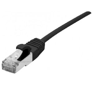 Dexlan 858735 Dexlan Patchkabel Cat. 6A, S/FTP (PiMF), ultradünn, halogenfrei, mit Rastnasenschutz, schwarz, 0,3 m