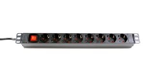 Dexlan 994959 Dexlan 19" Steckdosenleiste 8-fach, mit Schalter, Anschlussleitung 2,5 m, schwarz