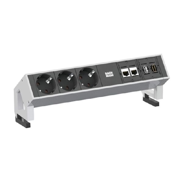 Bachmann 902302 Bachmann DESK 2 Facility System, 3 x Schutzkontaktsteckdose + 2 x Cat6 + 1 x USB + 1 x HDMI, weiß