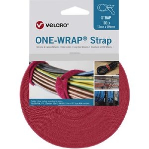 Velcro VEL-OW64331 ONE-WRAP(r) Klett-Kabelbinder der Marke VELCRO(r), 13 mm x 200 mm, 100 Stück, rot