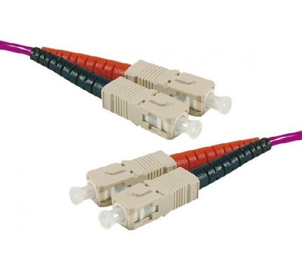 Exertis Connect 392817 LWL Patchkabel HD, 50/125 µm, OM4-Faser, SC Duplex Stecker/Stecker, erika-violet, 15,0 m UPC