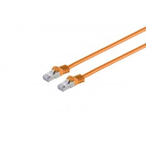 S-Conn 75511-O Patchkabel Cat. 6A Class EA mit Cat. 7 Rohkabel, S/FTP (PiMF), halogenfrei, mit Rastnasenschutz, orange, 1,0 m