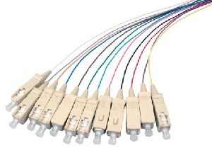 Tecline 392255 LWL Faserpigtails, farbig, 9/125 µm, OS2-Faser, 12x SC Stecker blau, 2,0 m