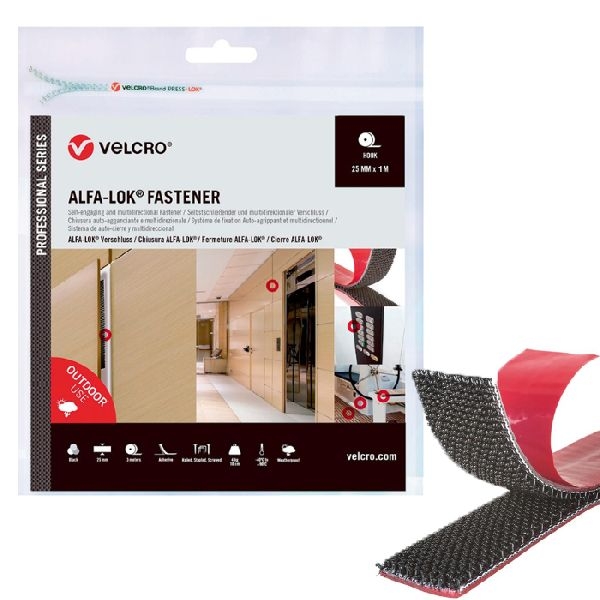Velcro VEL-PS20023 ALFA-LOK(r) Pilz-in-Pilz-Verschluss der Marke VELCRO(r), 1 m Hakenband, 25 mm, schwarz