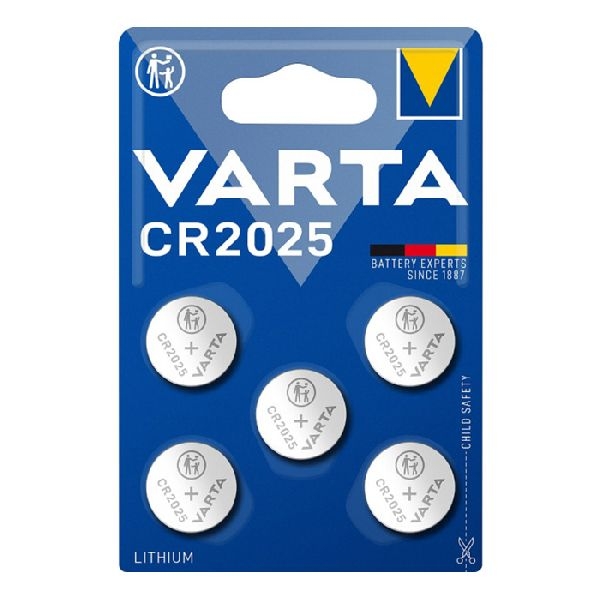 Varta 6025101415 VARTA Batterie Lithium, Knopfzelle, CR2025, 3V, Retail Blister VE: 5 Stück