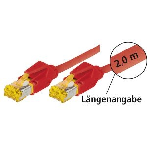 Tecline 70700R Tecline Patchkabel Cat. 6A (ISO/IEC), S/FTP (PiMF), halogenfrei, mit Rastnasenschutz, rot, 0,5 m
