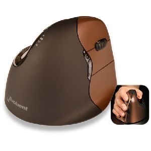 Evoluent VM4SW Evoluent VerticalMouse 4 Small Wireless, für Rechtshänder, USB, schwarz / braun