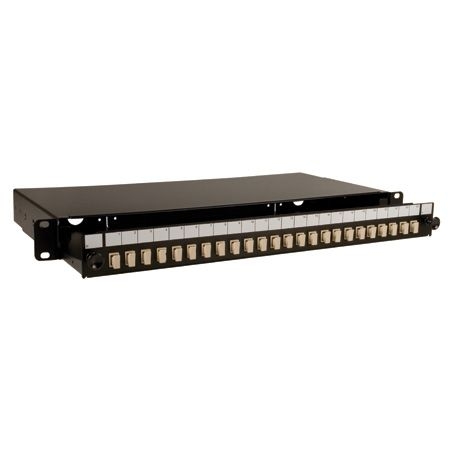 Tecline 90769 LWL Spleißbox, 24-fach LC-Duplex, inklusive LC Duplex-Kupplungen OM4, Multimode, 19", ausziehbar, schwarz RAL 9004