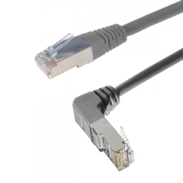 Exertis Connect 854302 Patchkabel Cat. 6A, S/FTP (PiMF), einseitig abgewinkelt, grau, 0,7 m