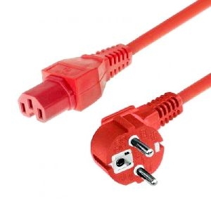 Exertis Connect 808363 Netzanschlusskabel, Schutzkontaktstecker abgewinkelt an Warmgerätebuchse C15, rot, 1,8 m