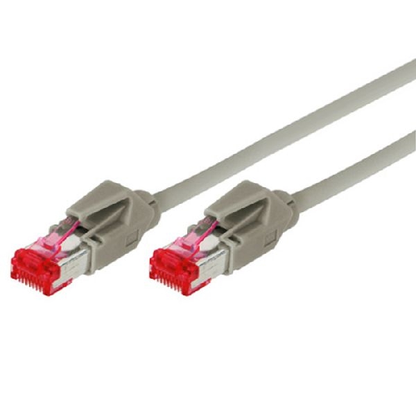 Tecline 71825 Tecline Patchkabel Cat. 6 (EIA/TIA), S/FTP, halogenfrei, mit Rastnasenschutz, grau, 25,0 m