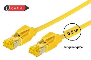 Tecline 722015Y Tecline Patchkabel Cat. 6A (ISO/IEC), S/FTP, halogenfrei, mit Rastnasenschutz, gelb, 1,5 m