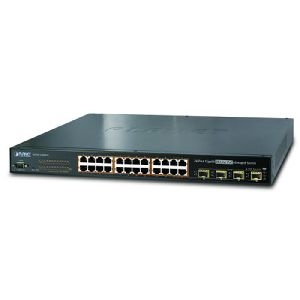 Planet WGSW-2404HP4 Planet Gigabit Switch WGSW-2404HP4 24 Port mit 4x SFP Slots, PoE+, 19 Zoll