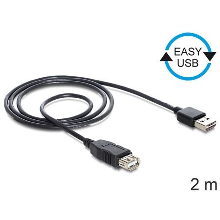 Delock 83371 DeLOCK Kabel EASY-USB 2.0-A Stecker an USB 2.0-A Buchse, Verlängerung, 2 m