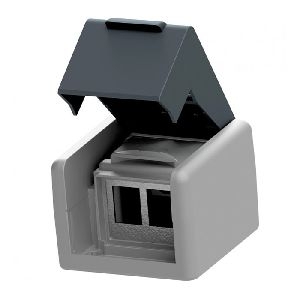 EasyLan CKVDAP92 EasyLan Modulaufnahme, leer, Aufputz, gerader Abgang, 2-fach, IP44, lichtgrau RAL 7035 / schwarz RAL 9005