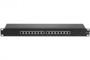 Tecline 257270 Patchfeld, Cat.6, 16 Port, STP, 1 HE, 19 Zoll, schwarz