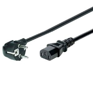 Exertis Connect 808030 Netzanschlusskabel, Schutzkontaktstecker abgewinkelt an Kaltgerätebuchse, schwarz, 5,0 m