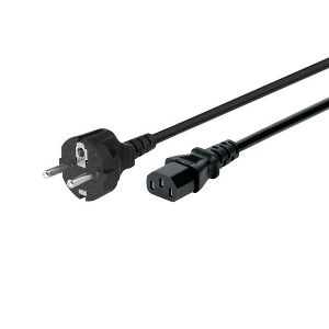 Exertis Connect 808011 Netzanschlusskabel, Schutzkontaktstecker gerade an Kaltgerätebuchse, schwarz, 1,8 m