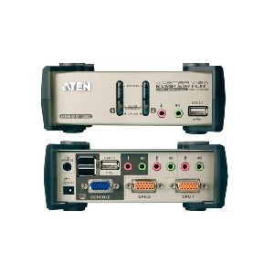 Aten CS1732B ATEN KVM Switch mit Audio, USB 2.0 und PS/2, 2-fach, OSD, Desktop, mit Anschlusskabeln