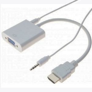 Dacomex 194006 Dacomex HDMI zu VGA Konverter mit Audio, HDMI St. / VGA Bu. / 3,5 mm Klinkenst., weiß