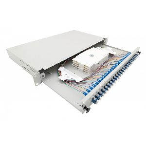 Tecline 205OS2LC24 Tecline LWL Spleißbox, 24-fach LC-Duplex, OS2, mit LC Duplex-Kupplungen und Pigtails, 19", ausziehbar, lichtgrau RAL 7035