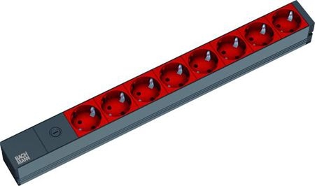 Bachmann 333538 Bachmann 19" PDU Basic, Steckdosenleiste mit Sicherung, Anschlusskabel mit C14 Stecker, 8-fach Schutzkontaktsteckdose, schwarz