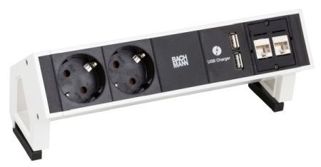 Bachmann 902358 Bachmann DESK 2 , 2 x Schutzkontakt, 2 x Cat6, 1 x USB Charger