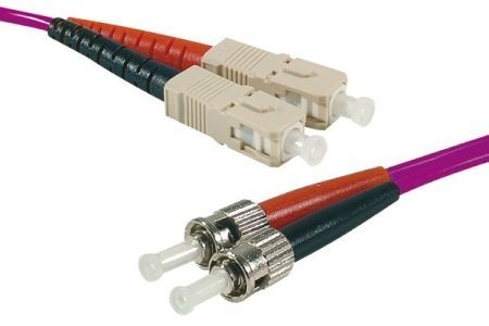 Exertis Connect 392823 LWL Patchkabel HD, 50/125 µm, OM4-Faser, 2x ST Stecker/SC Duplex Stecker, erika-violet, 3,0 m UPC