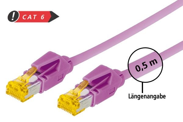Tecline 722015M Tecline Patchkabel Cat. 6A (ISO/IEC), S/FTP, halogenfrei, mit Rastnasenschutz, erikaviolett, 1,5 m