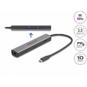 Delock 87865 DeLOCK USB 40 Gbps USB Type-C Dockingstation 8K - HDMI, USB 10 Gbps, 2,5 Gigabit LAN, PD 3.0 100 Watt