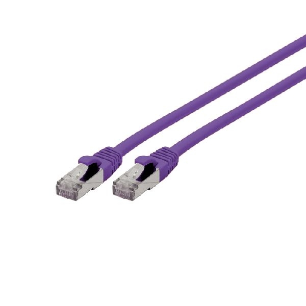 Exertis Connect 858513 Patchkabel Cat. 6A, S/FTP (PiMF), halogenfrei, mit Rastnasenschutz, violett, 0,15 m