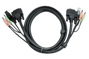 Aten 2L-7D03UD ATEN KVM DVI Kombikabel, Duallink, 24+1pol DVI-D St./St., USB St. A/St. B, 3,5 mm Stereo Klinkenst./st., 3,0 m