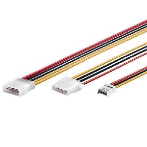 Exertis Connect 146610 Stromversorgungs Y-Kabel, 1x 5,25" St. / 1x 5,25" Bu. und 1x 3,5" Bu., 0,2 m