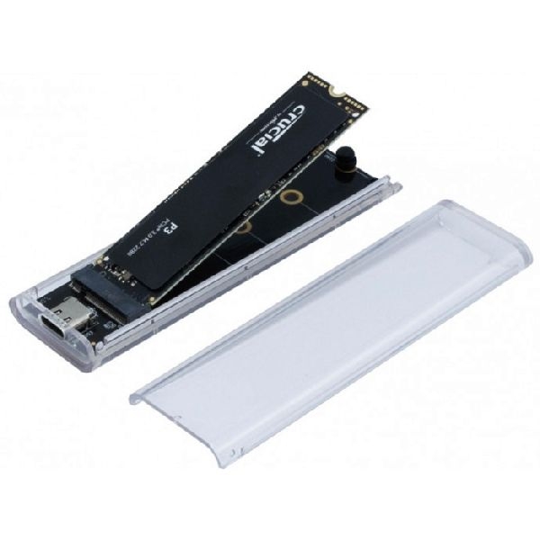 Exertis Connect 924625 M.2 SSD-Gehäuse, USB 3.2 Gen.2 Typ-C-Anschluss, transparent