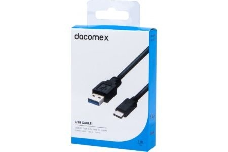Dacomex 199050 Dacomex USB 3.1 Kabel, USB Type-C (TM) / USB St. A, schwarz, 1,0 m, in Retailverpackung