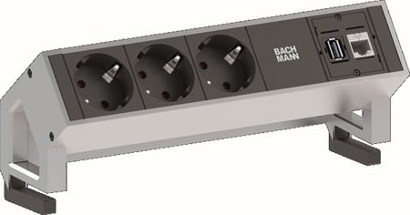 Bachmann 902301 Bachmann DESK 2 Facility System, 3 x Schutzkontakt, 1 x Cat6, 1 x USB, weiß