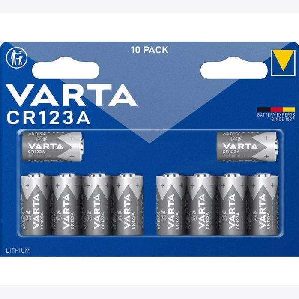 Varta 6205301461 VARTA Batterie, Lithium, CR 123A, 3,0 V, 1430 mAh, 10-er Pack