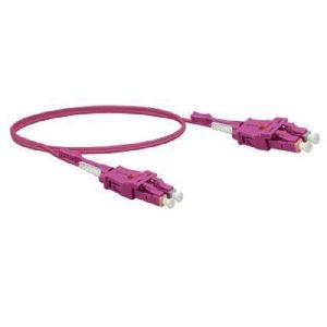 Exertis Connect 392956 LWL Patchkabel Uniboot, 50/125 µm, OM4-Faser, LC Duplex Stecker/ LC Duplex Stecker, UPC, erikaviolett, 10,0 m